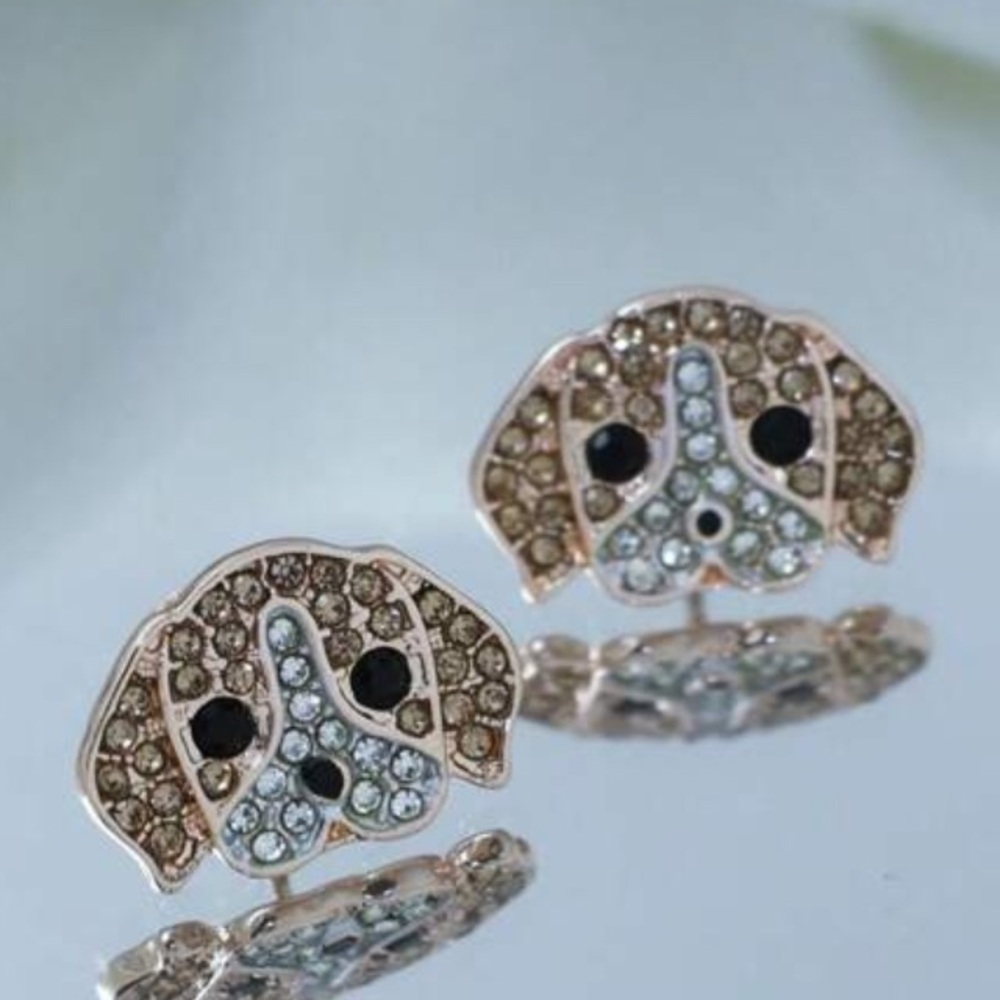 Beagle Earrings, Beagle Rhinestone Earrings, Dog Earrings - Picture 9 of 10
